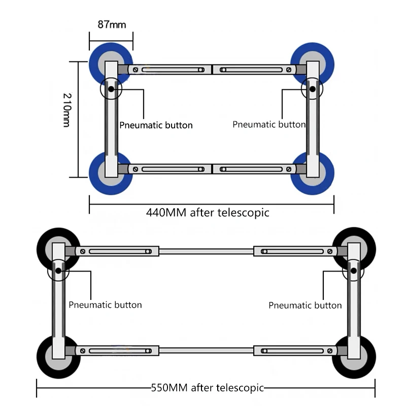 Telescopic LED LCD TV Screen Sucker Glass Vacuum 4 Suction Cup Vacuum Lifter TV Screen Sucker