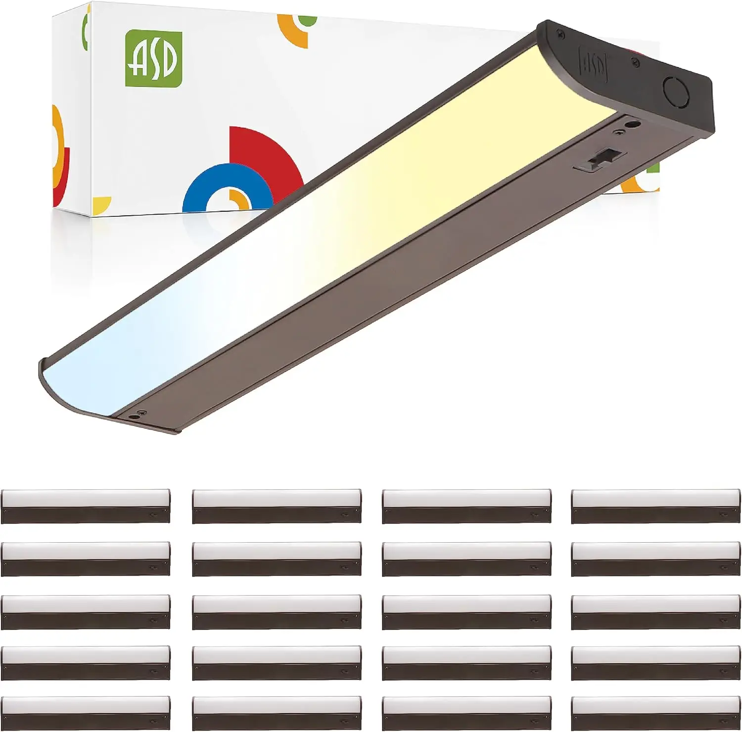 

ASD LED Under Cabinet Lighting Bronze, 18 inch 8W 715 LM, Dimmable Hardwired Kitchen Lights, 3000K Soft/4000K Cool/5000K Dayligh