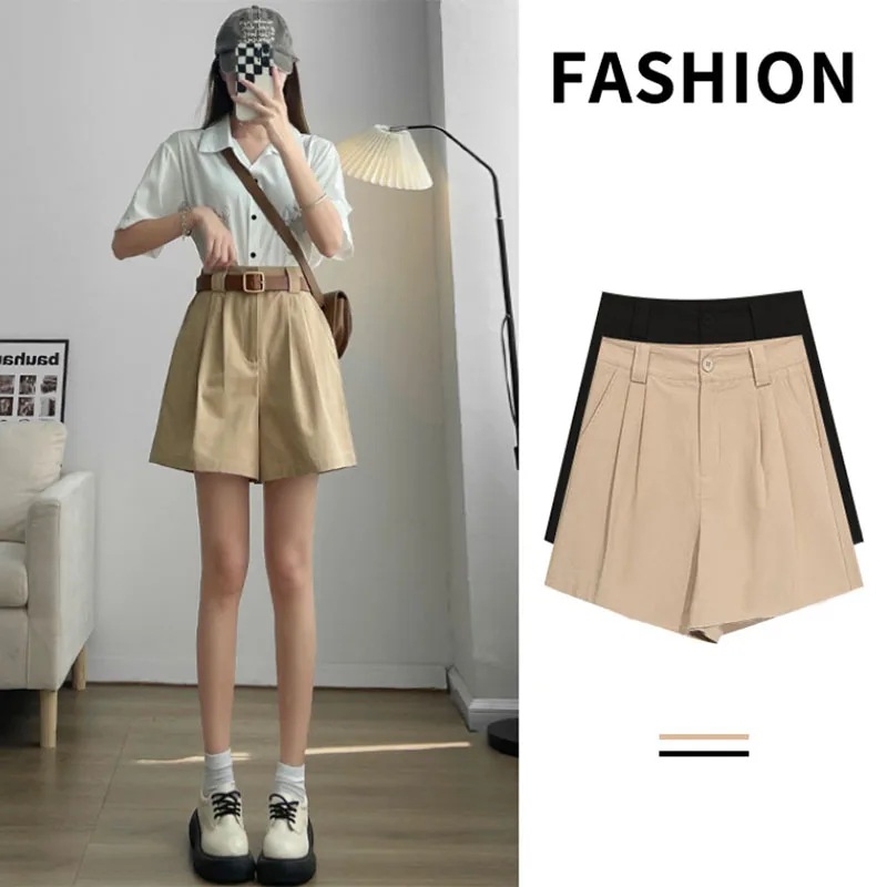2025 New Wide Leg Shorts for Women Vintage Loose High Waisted Office Lady Suit Shorts Versatile Classic Loose Casual Short Pants
