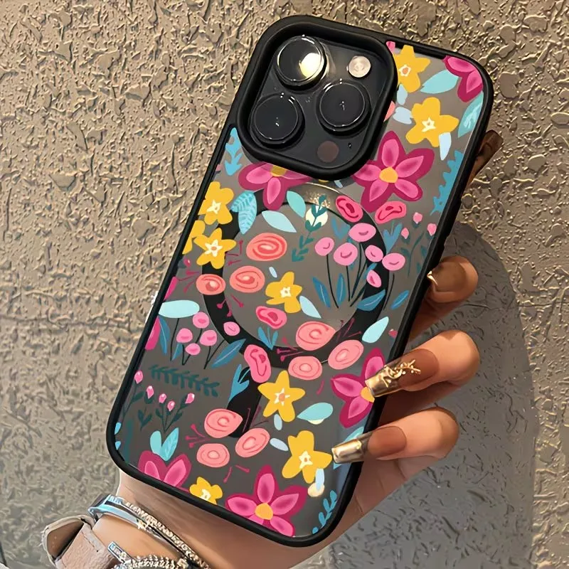 Colorful Flower Magnetic Shock-Absorbing Phone Case For iPhone 17 16 15 14 13 12 11 Pro Xs Max Plus Air Mini XR X 17e 16e Cover