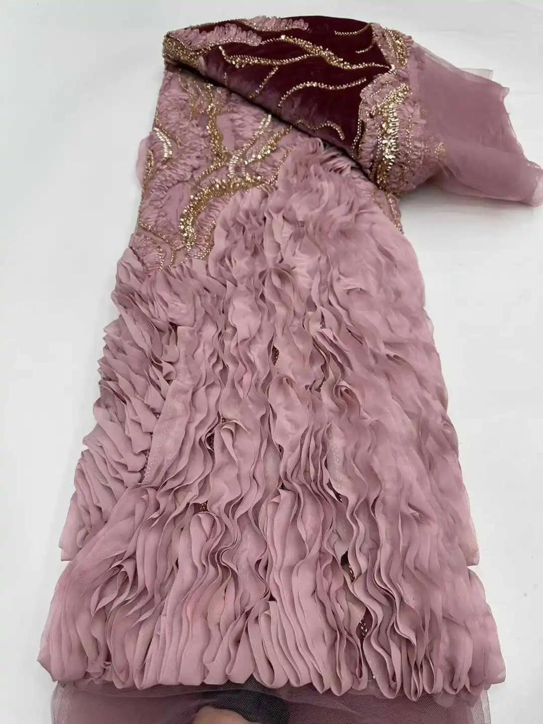 2026 High Quality African Sequins Velvet Lace Fabric Nigerian Beads French Mesh Net Lace Fabrics For Sewing Wedding Party Dress
