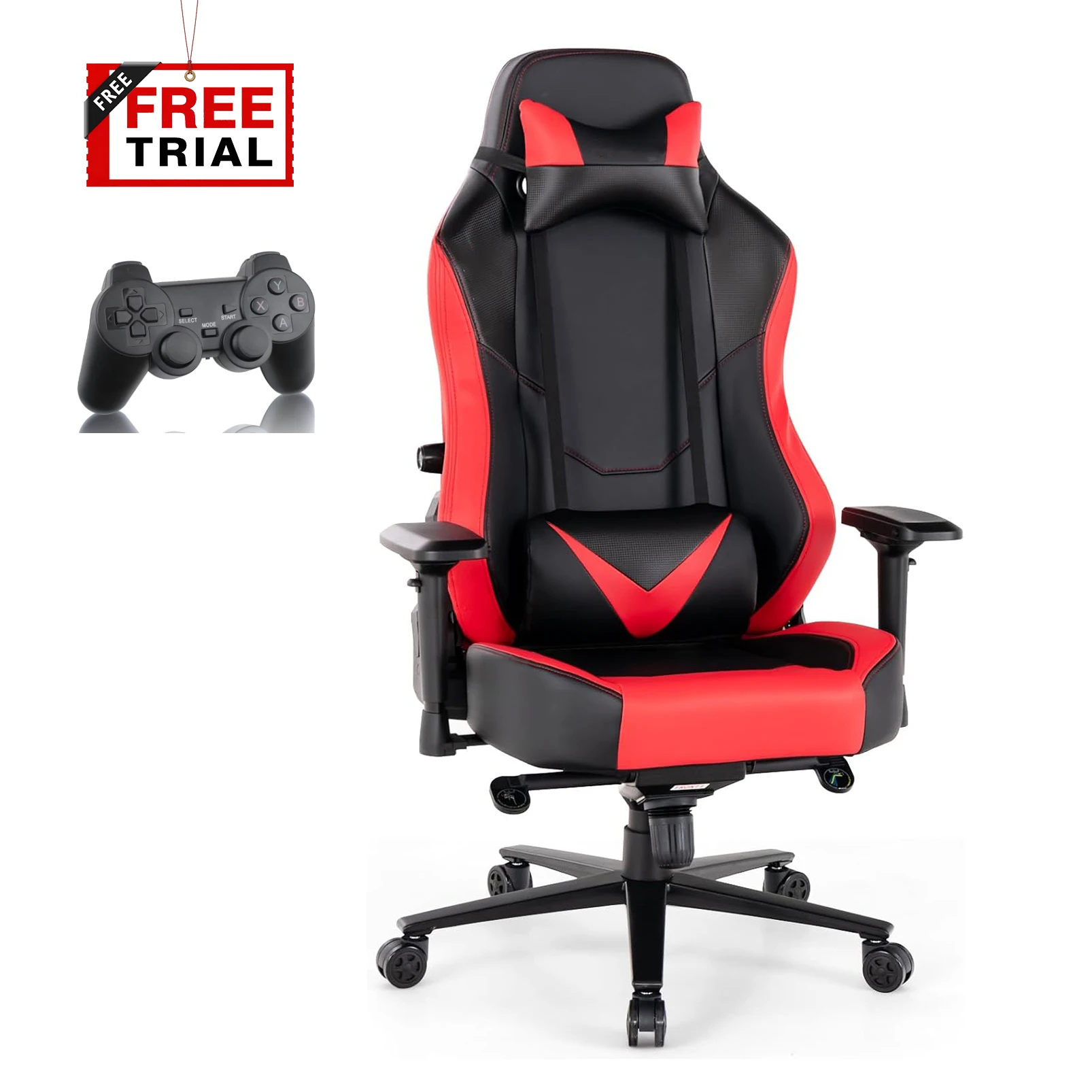 YYHC4D Armrest Wide Seat Big and Tall Gaming Chair 400LBS for Adult Teens Extra Large Comfort Racing Chair with Built-in Waist R