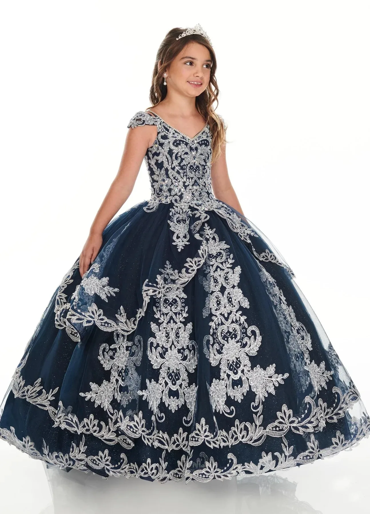 فساتين Quinceanera صغيرة وردية للفتيات ، ثوب حفلة ، أكمام كاب ، زينة تول ، فساتين فتاة الزهور لحفلات الزفاف ، فساتين الحفلات