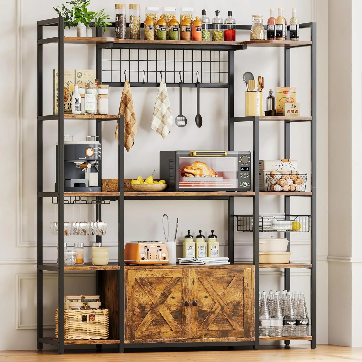 

Тумба-стеллаж для кухни с розеткой, 139 см, для кофе-бара, с местом для хранения, подставка для микроволновой печи, на заказ