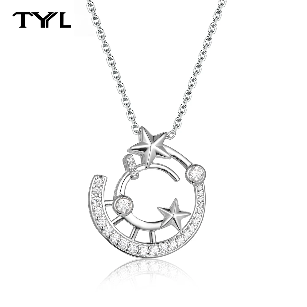 

TYYL New Arc Pendant Necklace for Men and Women, Inlaid with Star-Shaped Round Zircons, Dreamy Romantic Necklace Jewelry