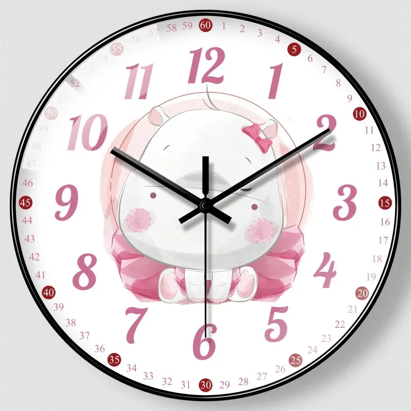 for 14 Inch 35CM Children Wall Clock Cute Cartoon Light Luxury Simple Time Clock for Kids Room Wall Hanging Decor