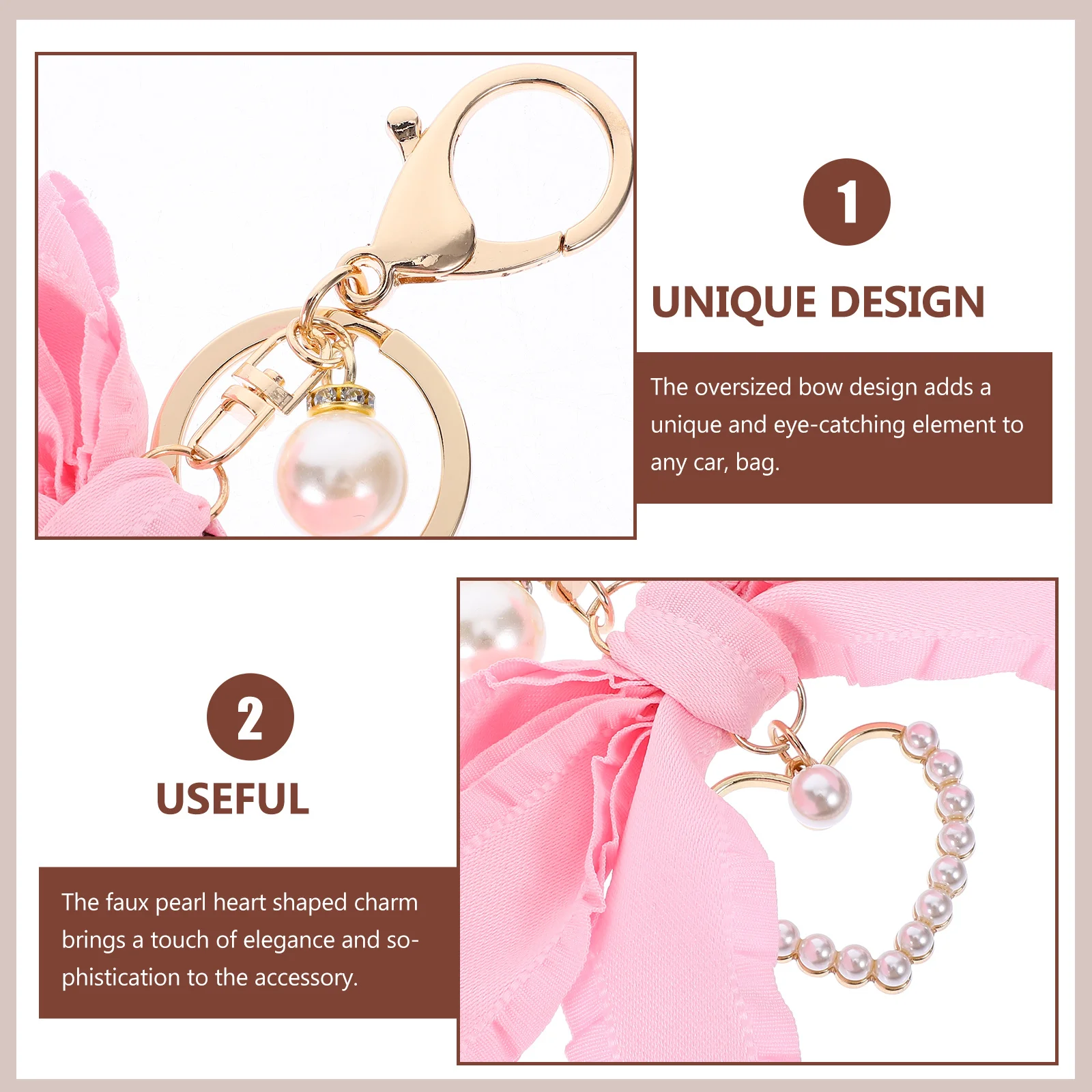 

Faux Pearl Bowknot Keychain Metal Heart Charm Backpack Purse Decor Exquisite Workmanship Housewarming Gift Idea