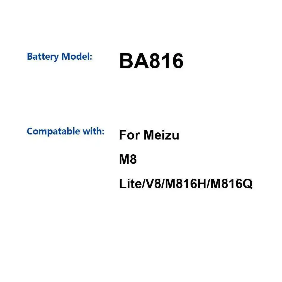

Для Meizu M8 Lite V8 M816H M816Q аккумулятор мобильного телефона 3200 мАч BA816 прочный, высокая производительность