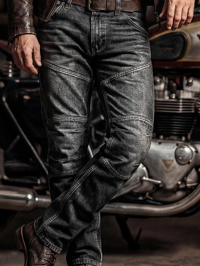 

Мужские джинсы MOORCHRNE MC609: ретро-стиль, прямой крой, повседневные, темно-синие, с эффектом потертости, из хлопка