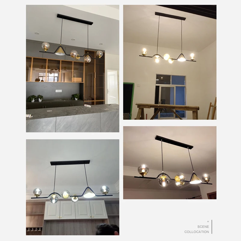 Imagem -04 - Nórdico Led Pendant Light Lâmpadas Penduradas Brilho Preto Sala de Estar Sala de Jantar Mesa Cozinha Moderno Óculos