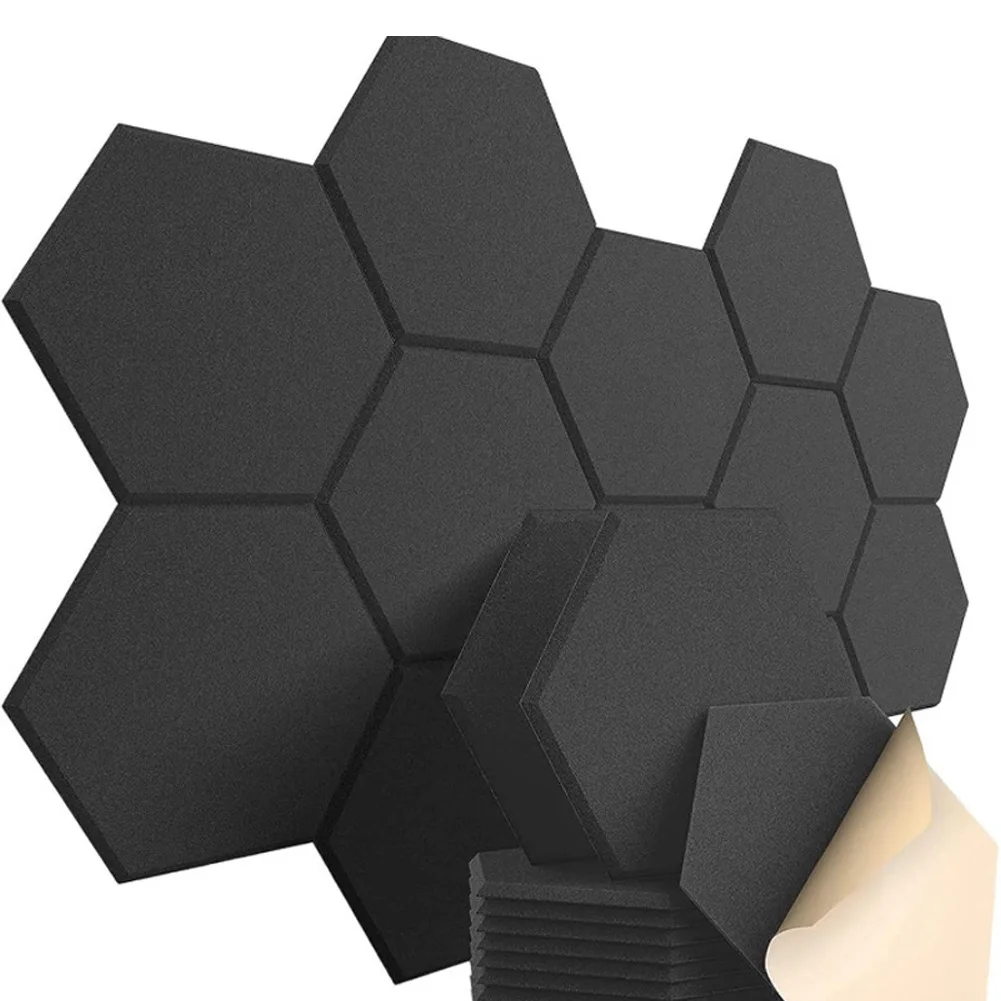 12 Pcs Hexagon Sound Proof Wall Panels, Self Adhesive High Density Acoustic Foam Panels, Soundproof Padding for Home Office