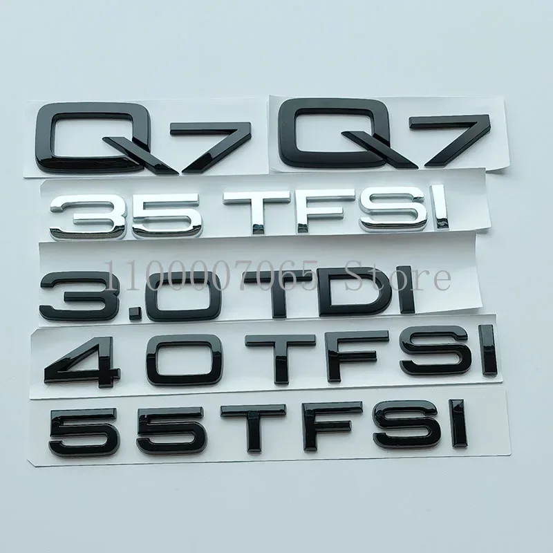 ABS Letters Numbers Emblem for Q7 SQ7 35TFSI 40TFSI 45TFSI 55TFSI 3.0TDI S Line V6T V8T Car Trunk Nameplate Logo Sticker