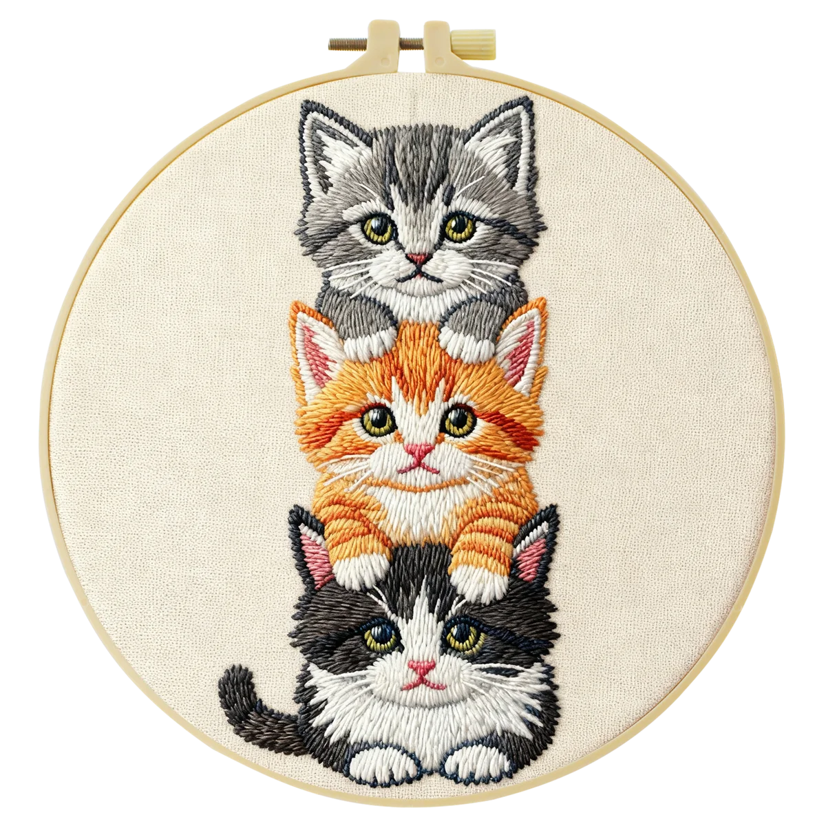 1 Stück 20X20CM/15X15CM 7,87/6,3 Zoll Katzen-Stickerei-Starter-Kit DIY-Kit DIY-Stickerei-Set Handarbeiten Malerei Nadelkunst – Detail 4
