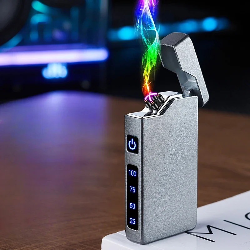 

Metal Flameless Windproof Electirc Double Arc Lighter High Power Smoking Accessories USB Recharge LED Display Cigarette Lighters