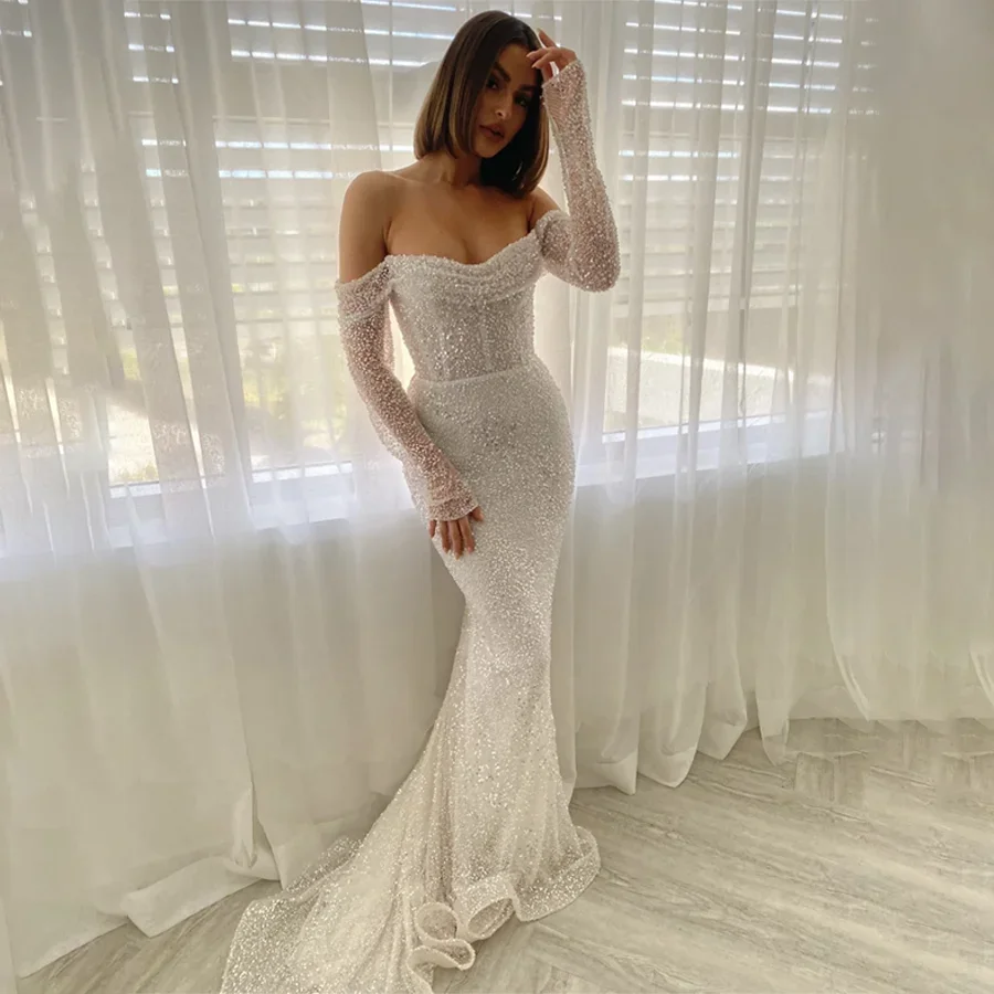 

Vintage Off-Shoulder Corset Mermaid Wedding Dress Back Zipper and Buttons Formal Evening Gowns Elegant Wedding Dresses Plus Size