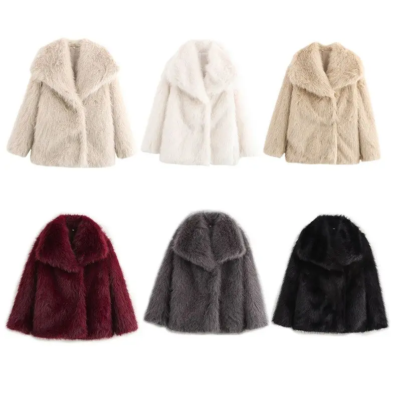 

Женское пальто из искусственного меха, светло-серое, с длинными рукавами, в городском стиле, с завышенной талией, модная и элегантная верхняя одежда