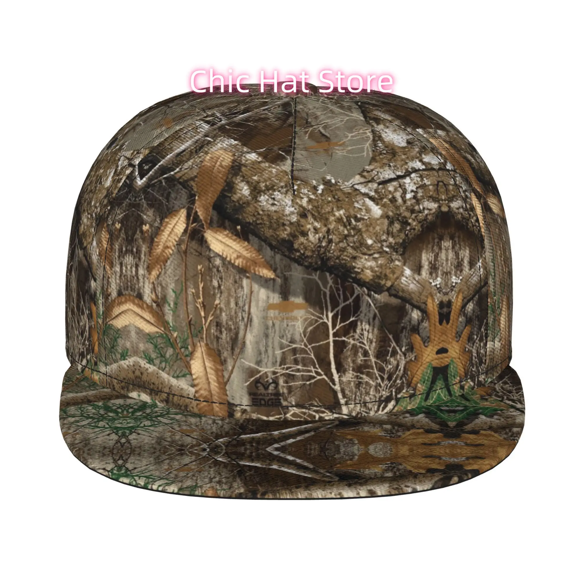 1pc Camouflage Pattern Fully Printed Hip-Hop Cap, Stylish Flat-Brimmed Baseball Cap, Trucker Caps, Baseball Caps, Go