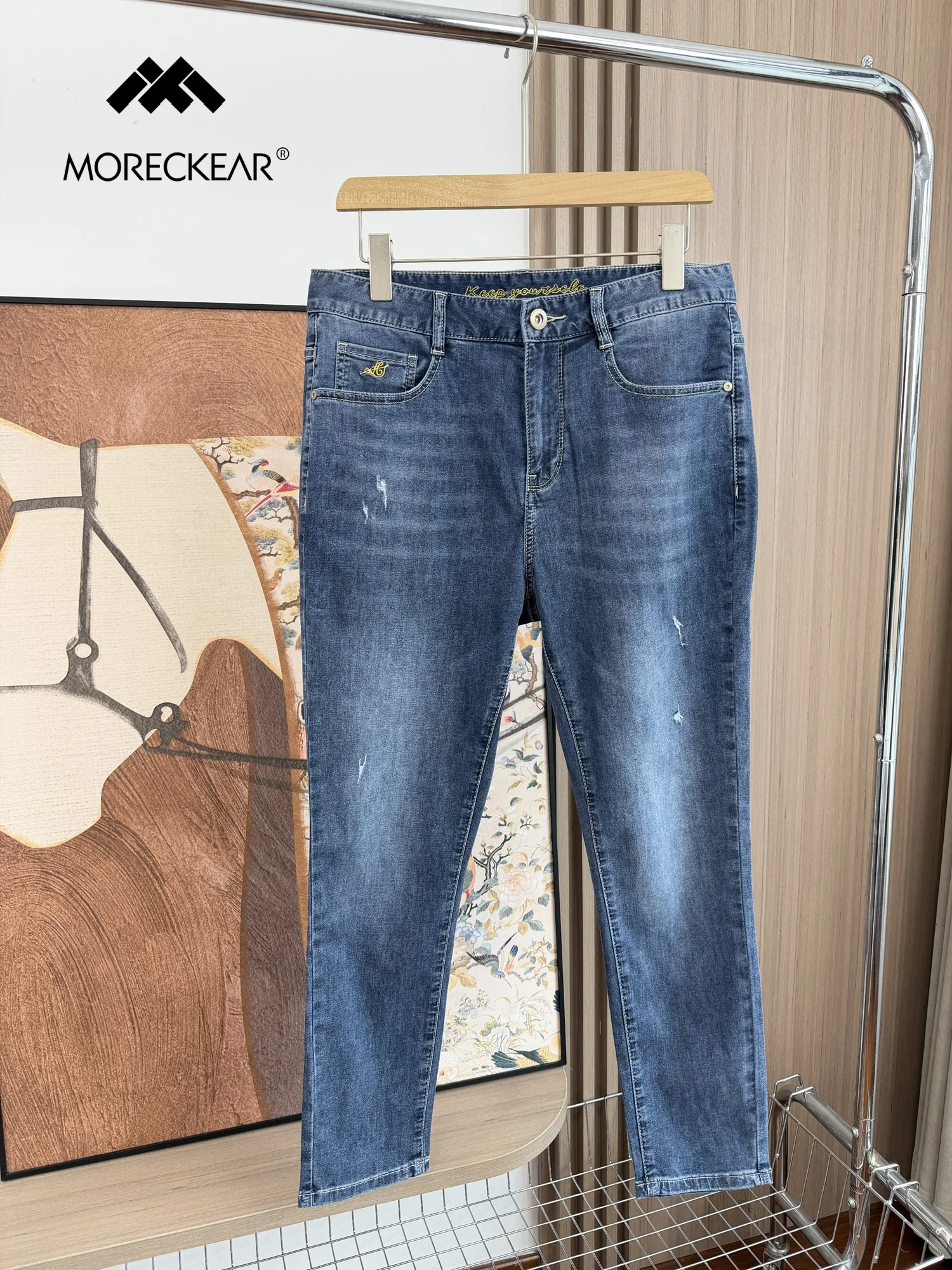 

Comfortable Breathable Men's Casual Straight Leg Jeans Spring Summer Faionable Versatile Skin-friendly Lightweight Classic Fit