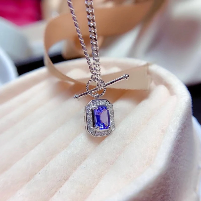 

Natural Tanzanite pendant necklace for women silver 925 jewelry luxury gem stones 18k gold plated free shiping items