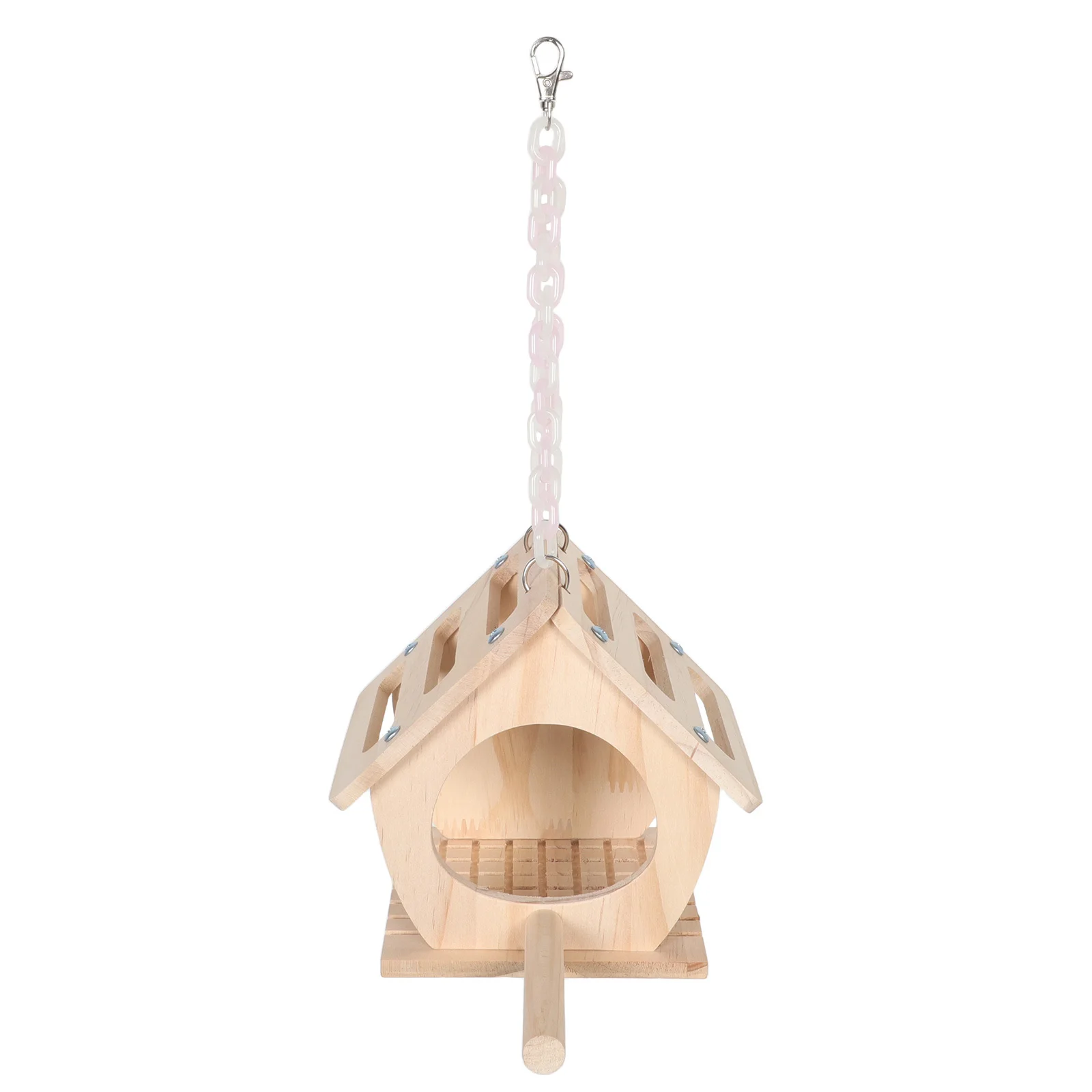

Hanging Birdhouse Wooden Parrot Nesting Box with Swing and Perch for Budgie Finch Conure Outdoor Indoor Cage Garden Use