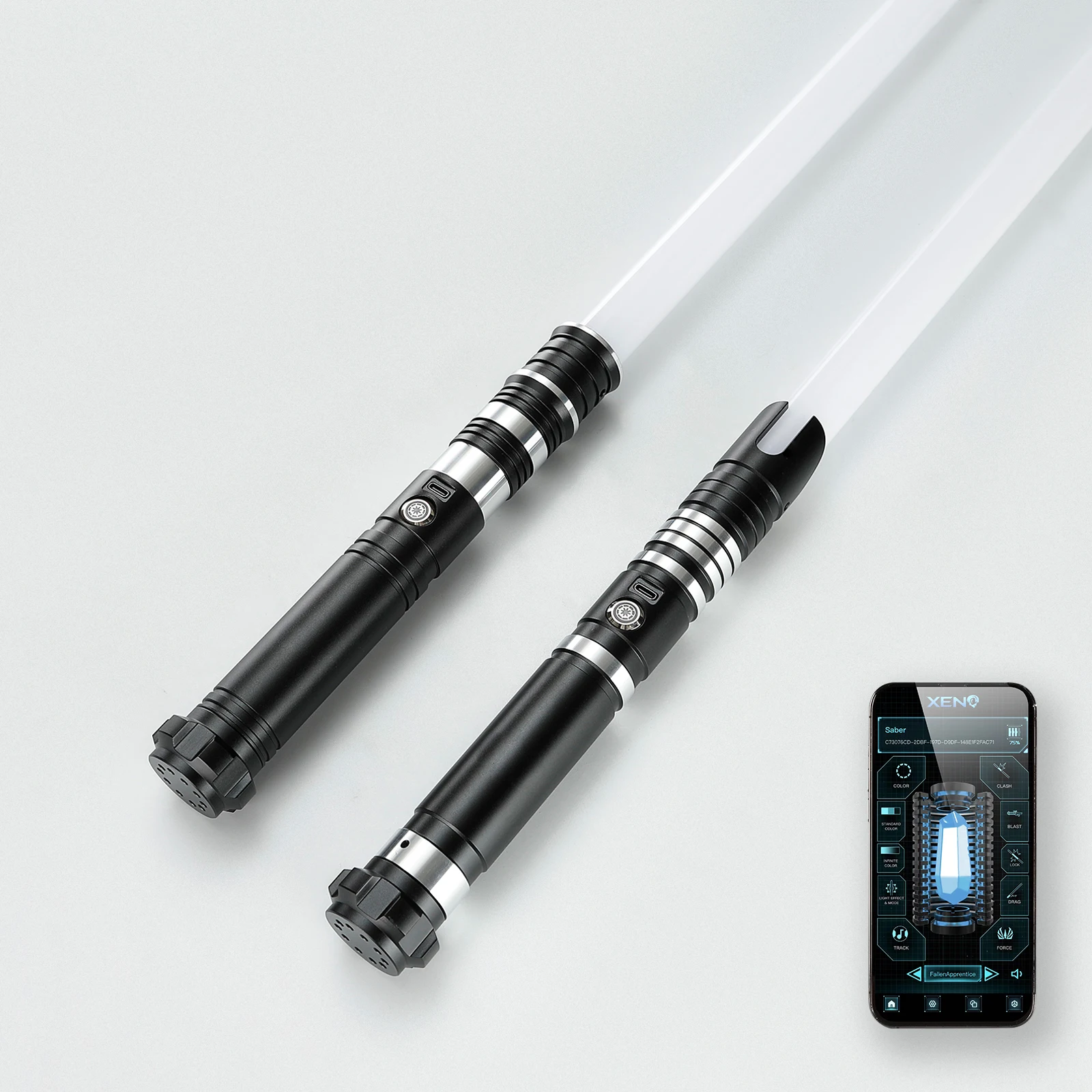 DamienSaber Metal Hilt Force Heavy Dueling Light Saber Sensitive Smooth Swing Infinite Color Changing with 34 Sound Fonts