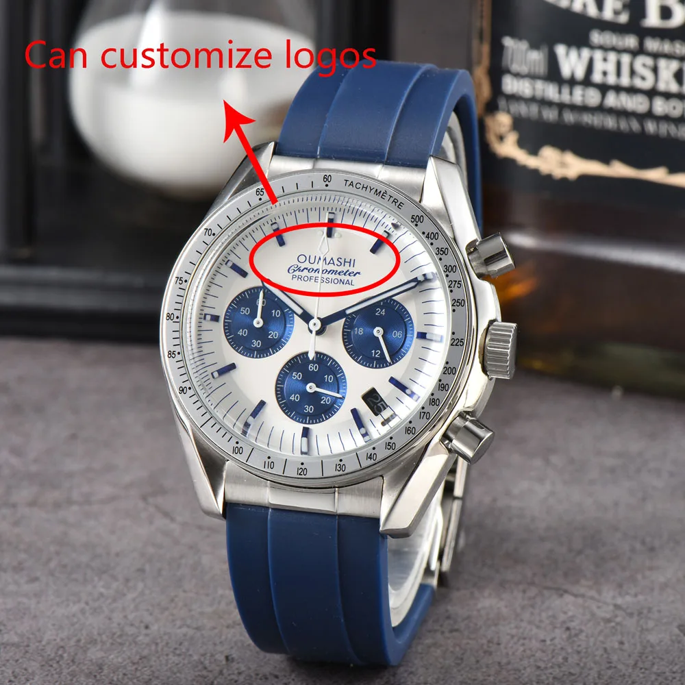 40mm VK63 quartz watch for men Sapphire Crystal Panda type watch with Japanese VK63 quartz movement Speed Chronograph reloj