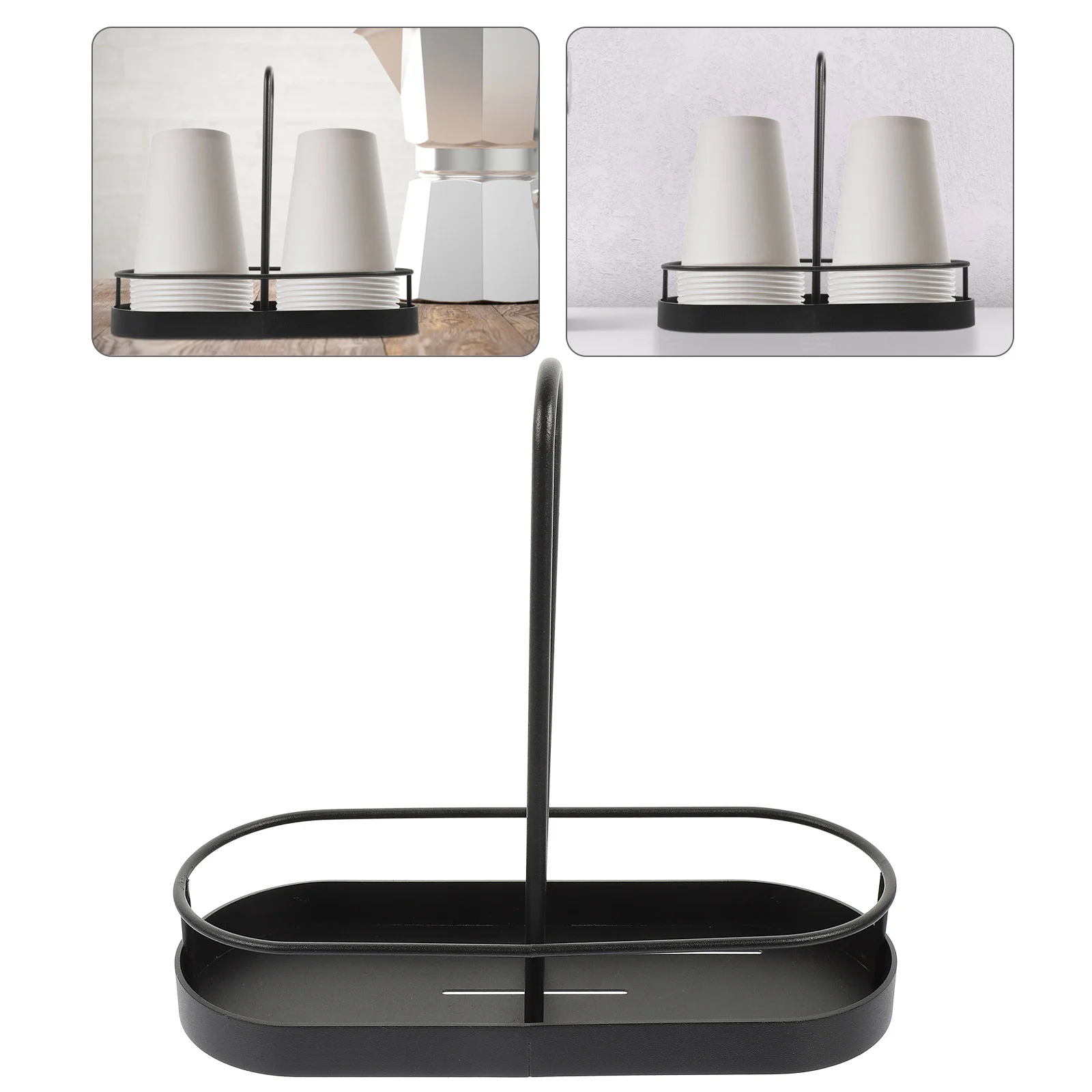 Cup Storage Rack Holder Paper Dispenser Cafe Bar Supplies Carbon Steel Stand Organizer Office Coffee for Countertop