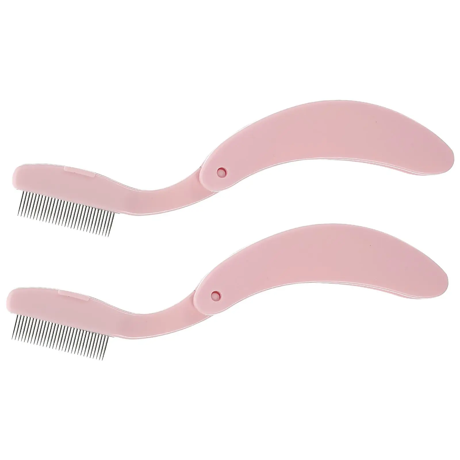 

2Pcs EyelashEyebrowComb Portable StainlessSteelTeeth SeparatingShaping DailyMakeup Tool PinkColor EyebrowLashCombs Metal