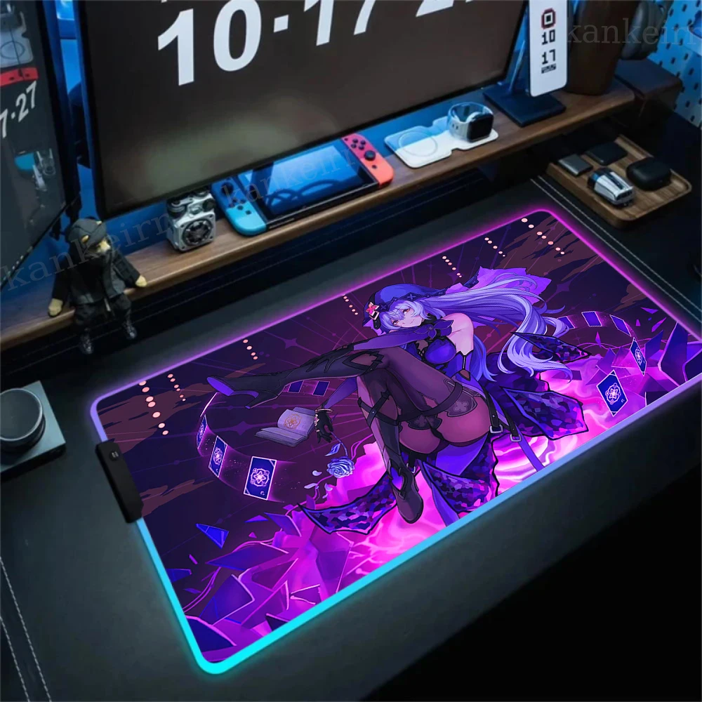 

Honkai Star Rail Черный Лебедь RGB Коврик для мыши Большой игровой HD Коврик для мыши Компьютерные коврики Люминесцентный настольный коврик 1000x500 Ковер с подсветкой