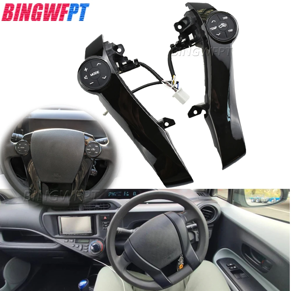 

BINGWFPT NEW Switchs For Toyota prius plus 2012-15 Prius C 2011-15 aqua 2012-14 Piano Black Steering Wheel Control Button Switch