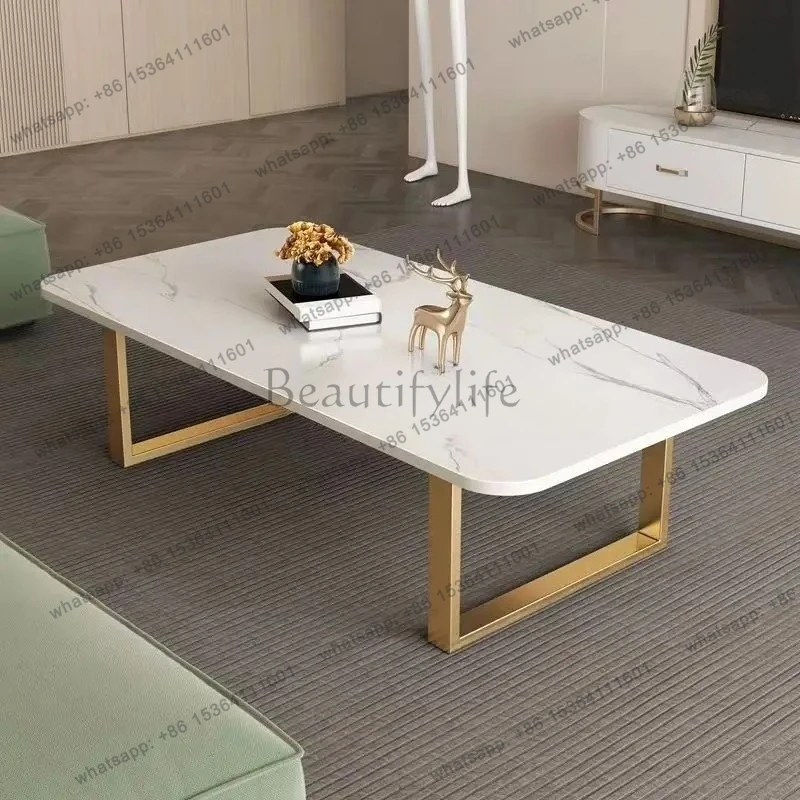 coffee table small apartment rock slab tea table living room home minimalist   high-end rectangular creative table
