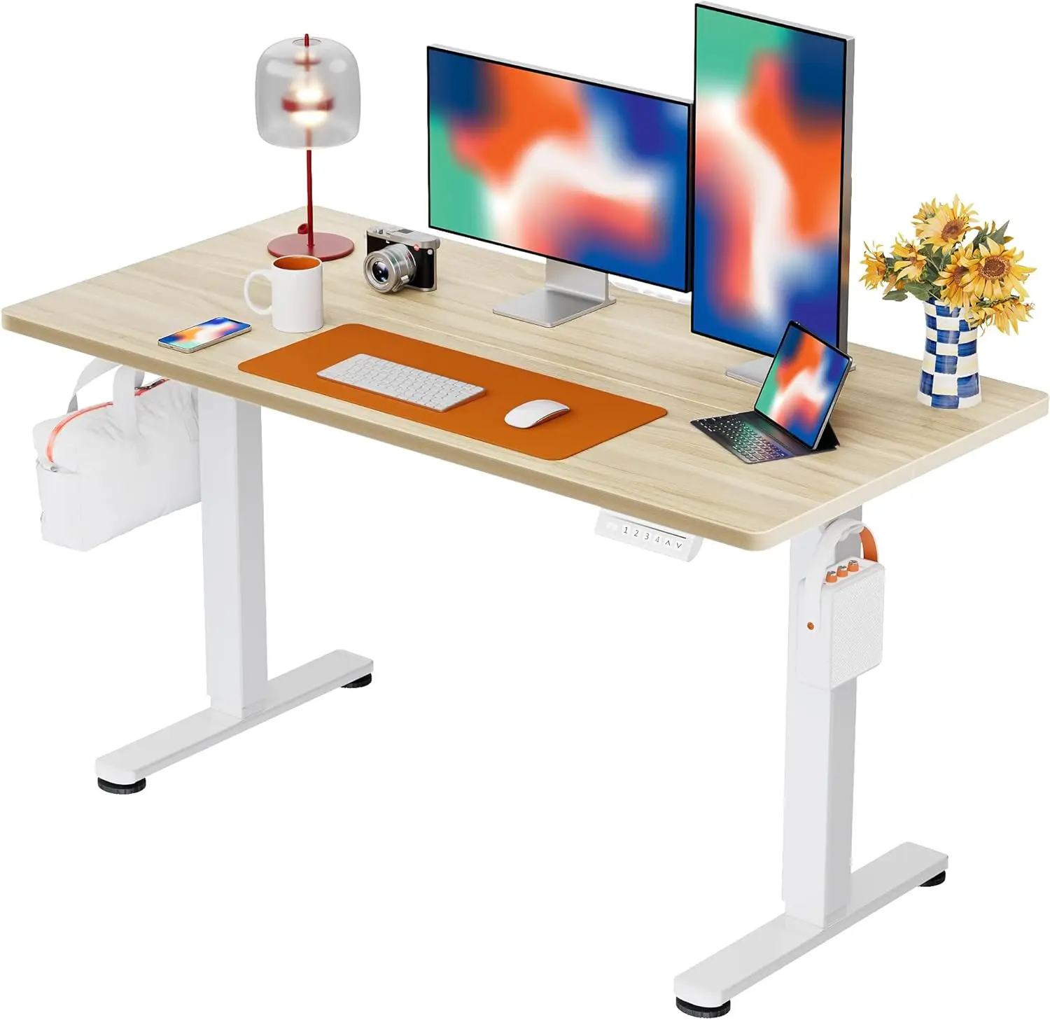 

Height Adjustable Electric Standing Desk, 48x24 Inches Sit Stand up Memory Computer Home Office Desk (Natural),(EGESD5N)