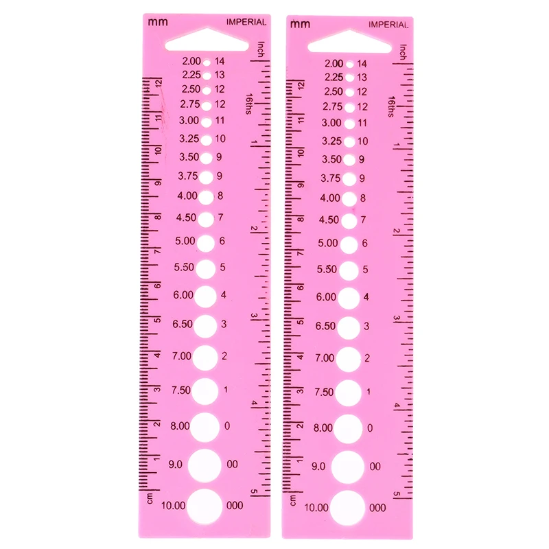 2X All In One Measure Ruler For Knitting Needles 2.0-10.0mm Crochet hook Measure