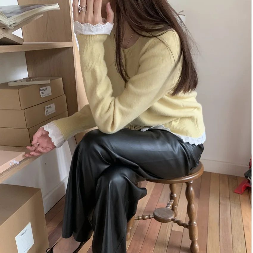 سترة نسائية محبوكة من الدانتيل مع Dstring لون دافئ تصميم Blo طويل Sve كاجوال Sle مادة ناعمة مناسبة للتنقل #5