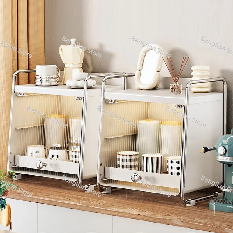 Multifunctional Kitchen Storage Shelf, Pull-out Tea Cup Holder, Home Cosmetic Organiser, Seasoning Storage Shelf