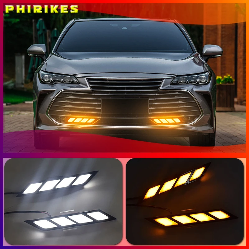 

For Toyota Avalon 2018 2019 LED Daytime Running Lights with Flowing Yellow Turn Signal Lamp Fog lamp Driving Lights