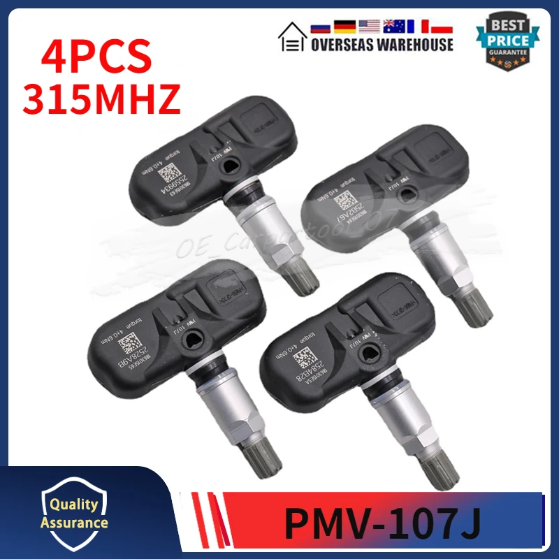 

42607-06011 FOR Toyota 4runner Rav4 Corolla 315MHz PMV-107J Set of (4) TPMS Tire Pressure Monitor Sensor 42607-33011 42607-33021