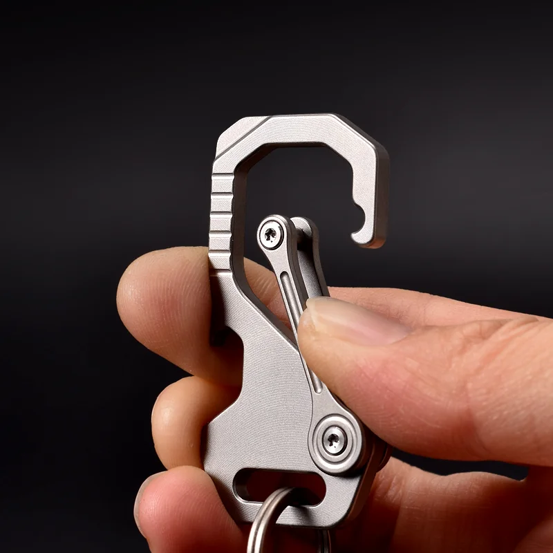 Outdoor Titanium Keychain Carabiner EDC Bottle Opener Mini Waist Belt Key Ring Portable Climbing Buckle