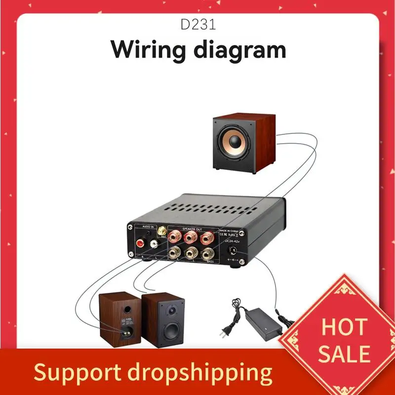 

B44C D231 Плата усилителя мощности Bluetooth Высокомощный 2,1-канальный двойной чип TPA3223 200 Втx 2/4 Ом + 400 Вт/2 Ом цифровой аудиоусилитель