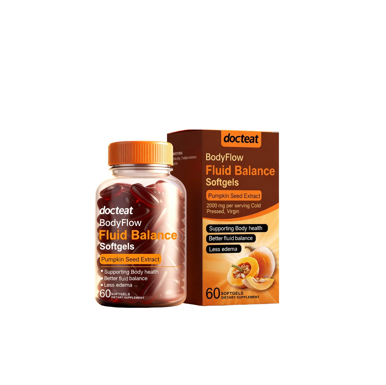 

Мягкие капсулы с маслом тыквы с конским каштаном и бромеляной для здоровья мужчин, поддержка баланса жидкости и кровообращения, 60 капсул