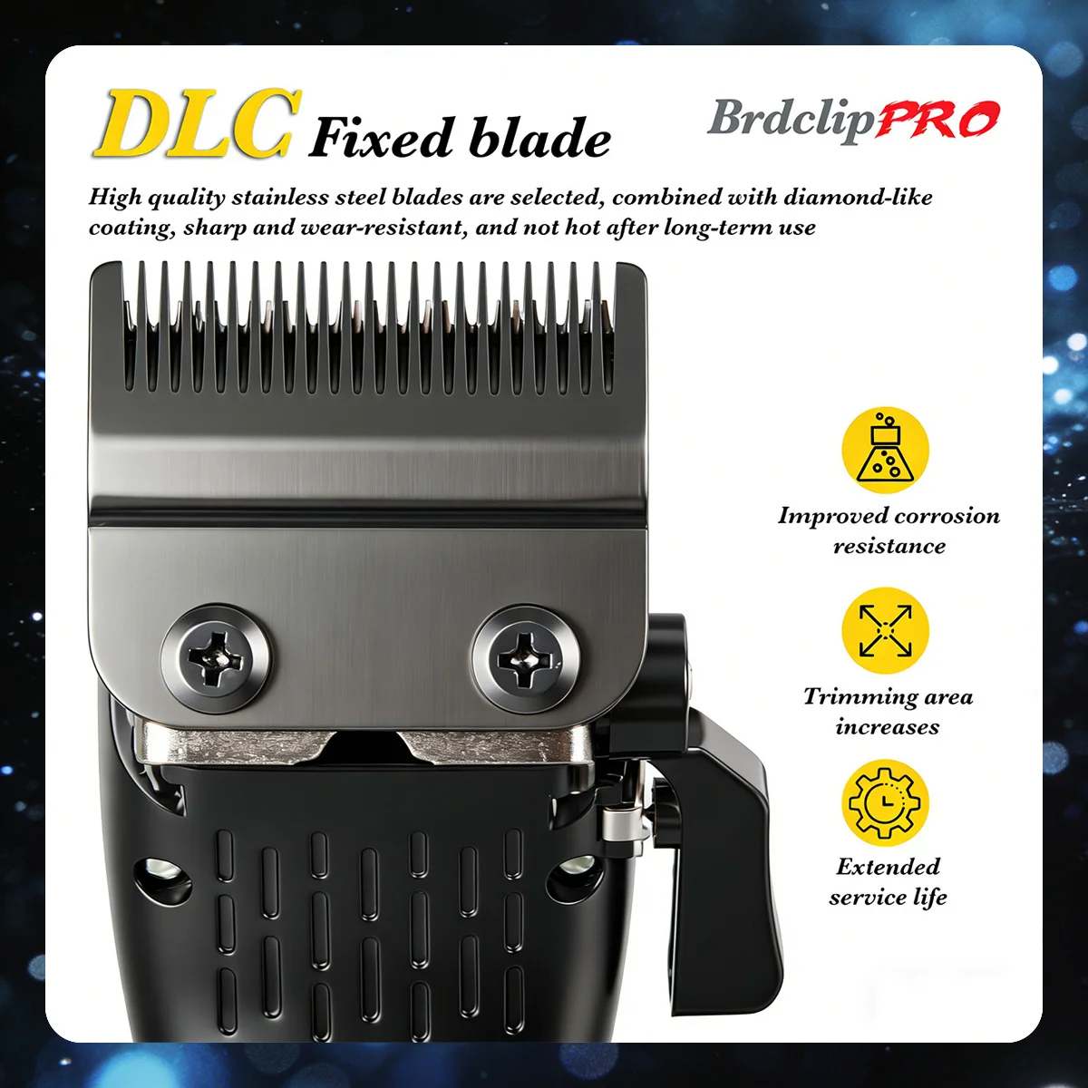 Professioneller BRDCLIP Kabelloser Haarschneider mit DLC-Beschichteter Klinge, Kohlefaser-Griff, 5-Gang-Einstellhebel für Friseure und Salons – Detail 4