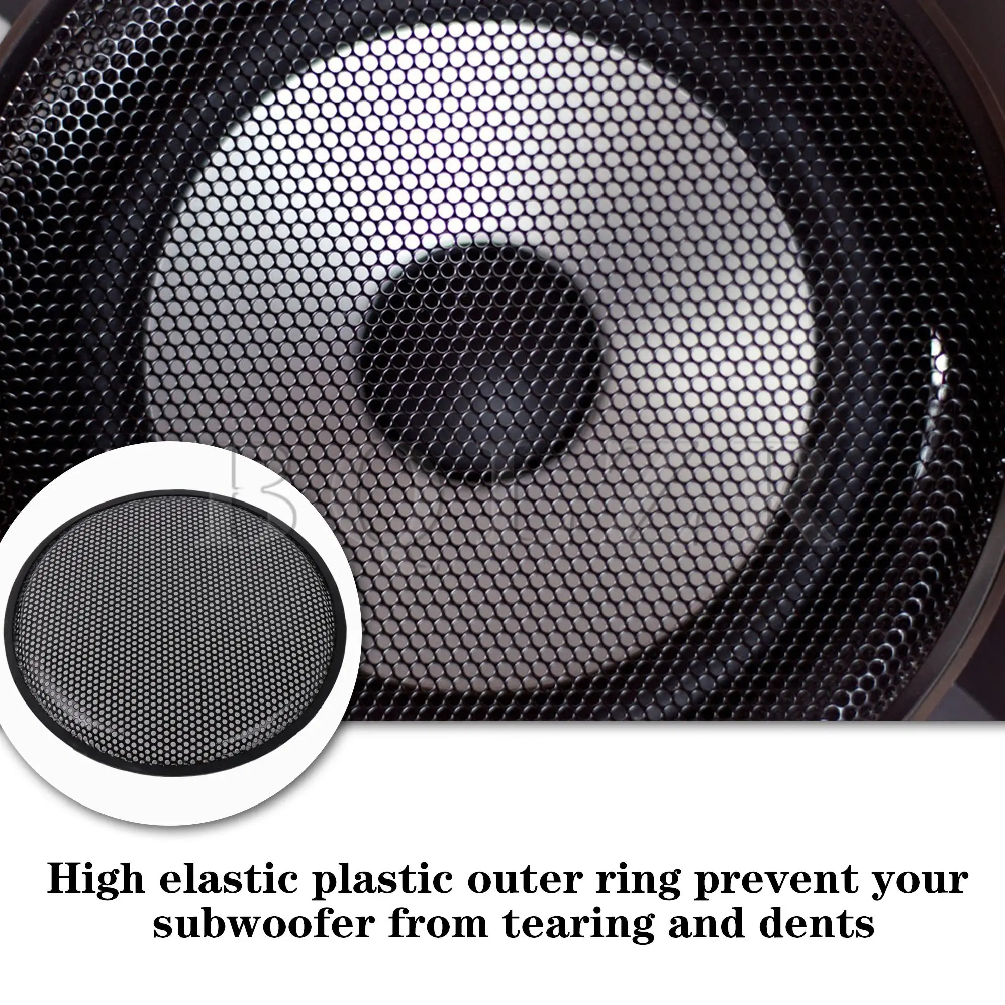 BQLZR-Capas Redondas Pretas para Grill para Home Theater, RV e Marine, 2PCs, 8 in