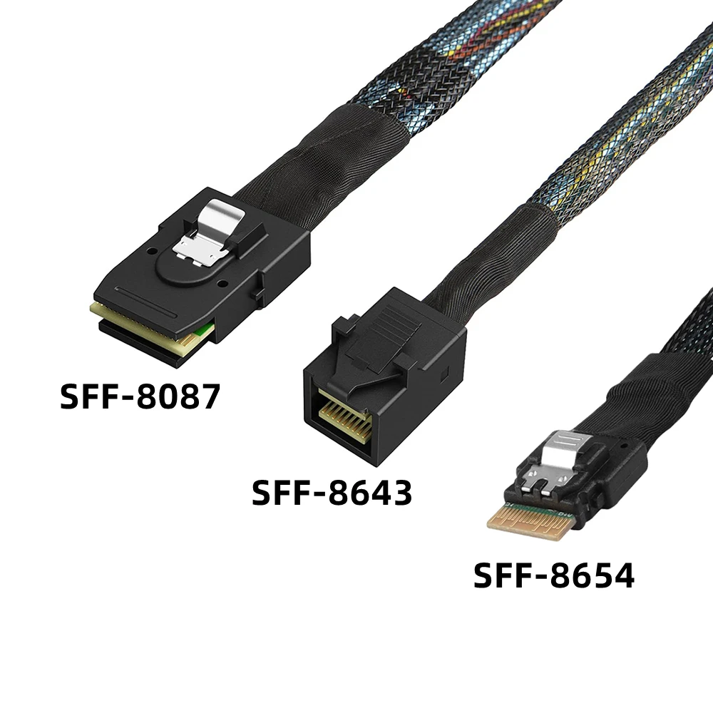 

Mini SAS SFF-8087 SFF-8643 Slimsas SFF-8654 Data Transfer Cable For Motherboard Server Hard Disk Raid Controller To Backplane