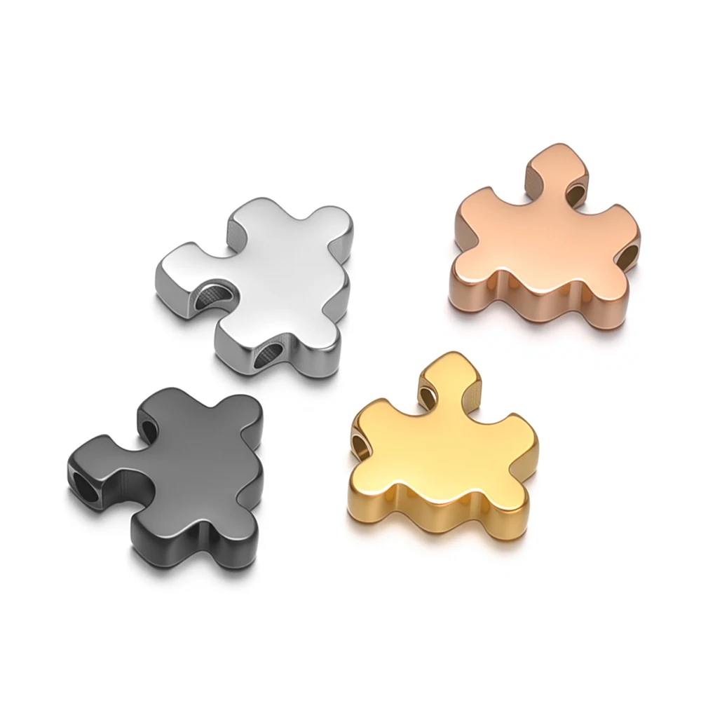 5 Stück Edelstahl-Puzzleperlen-Anhänger für DIY-Schmuckherstellung, Zwischenperlen für Paar-Halsketten und Armbänder, Zubehör – Detail 4