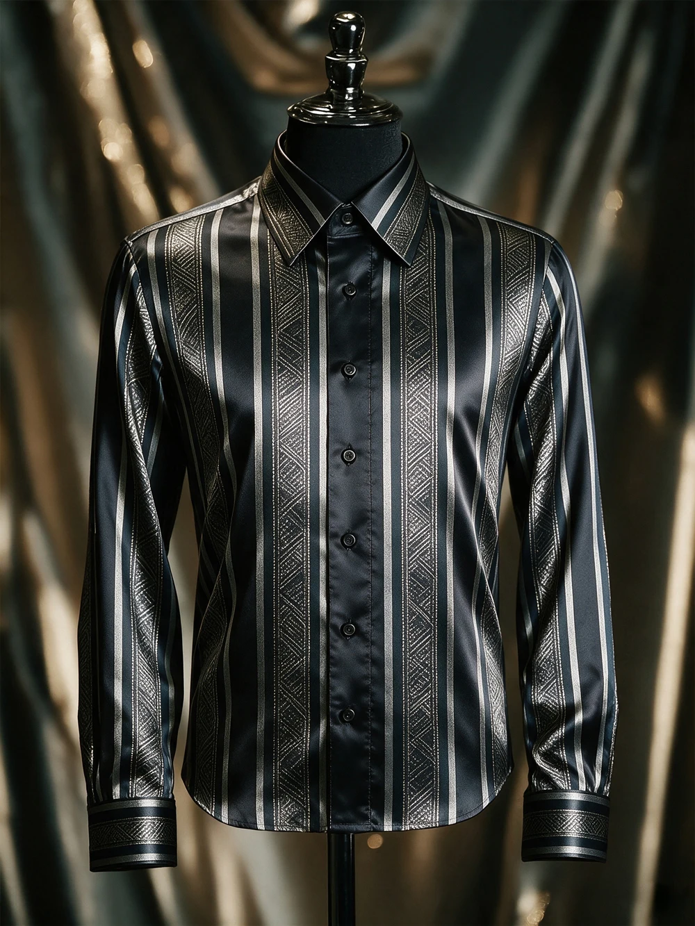 2026 Autumn Men's Business Casual Long Sleeve Shirt Colorful Striped High Definition Printed Shirt Hawaiian Vacation Carnival Gi
