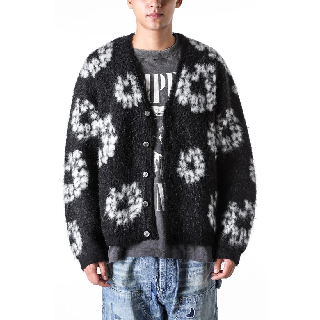 Maglione] Cardigan in mohair cardigan DENIM TEARS Saint Michael completamente corretto