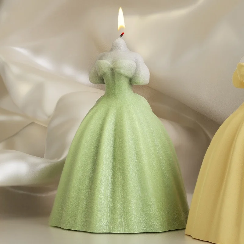 Princess Dress Wedding Candle Silicone Mold DIY Aroma Plaster Ornament Cake Decoration Baking Utensils Resin Mold Crafts