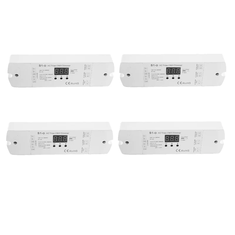 

AA81-4X AC100V - 240V 288W 2CH Triac DMX LED Dimmer, Dual Channel Output Silicon DMX512 Led Controller Digital Display S1-D