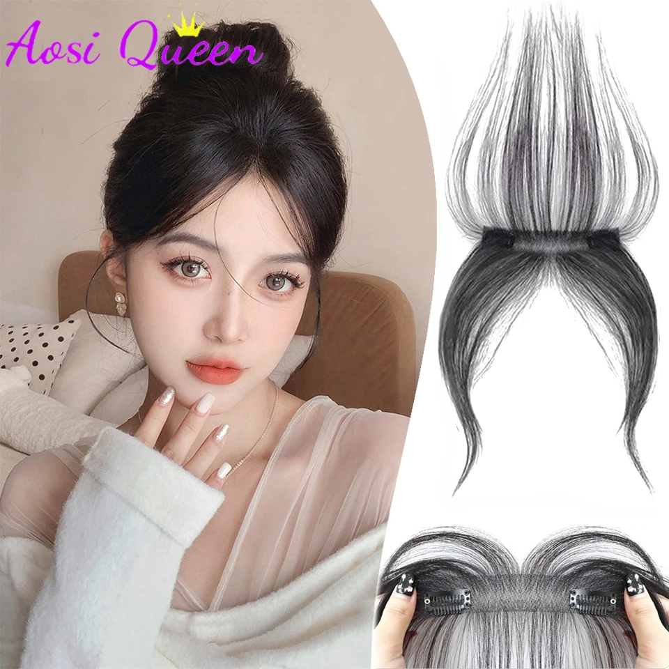 Synthetic Natural Forehead Fringes Hair Bangs 3D French Bangs Wig for Women Hair Pieces Head Curtain Piece Eight Shaped Bangs