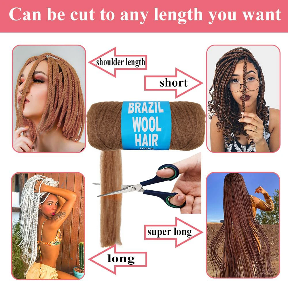 3/5/8 롤 브라질 양모 머리 끈 아크릴 손 뜨개질 원사 아프리카 합성 가짜 Locs 크로 셰 뜨개질 머리 여성용